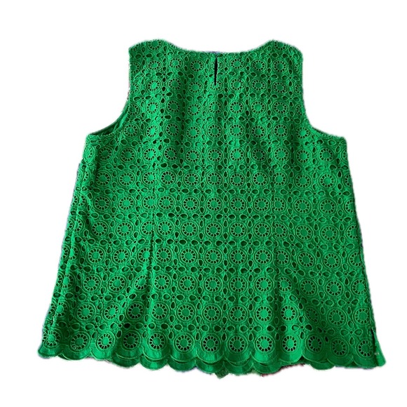 NWT Talbots Women Green Eyelet Scalloped Hem Sleeveless Top Size 16 - Picture 5 of 6